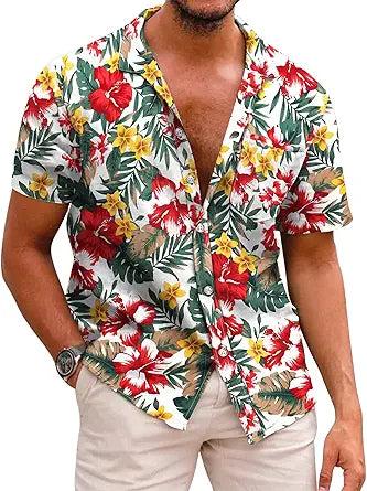 Stylish COOFANDY Mens Hawaiian Shirts for Tropical Beach Fun