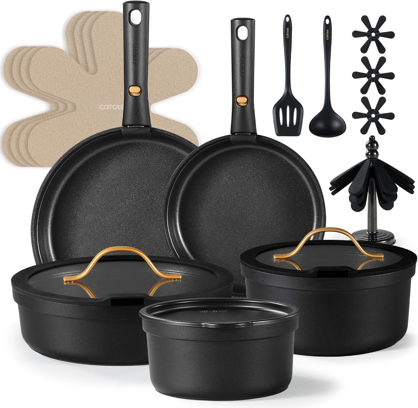 CAROTE 20pcs Non Stick Cookware Set for Efficient Cooking