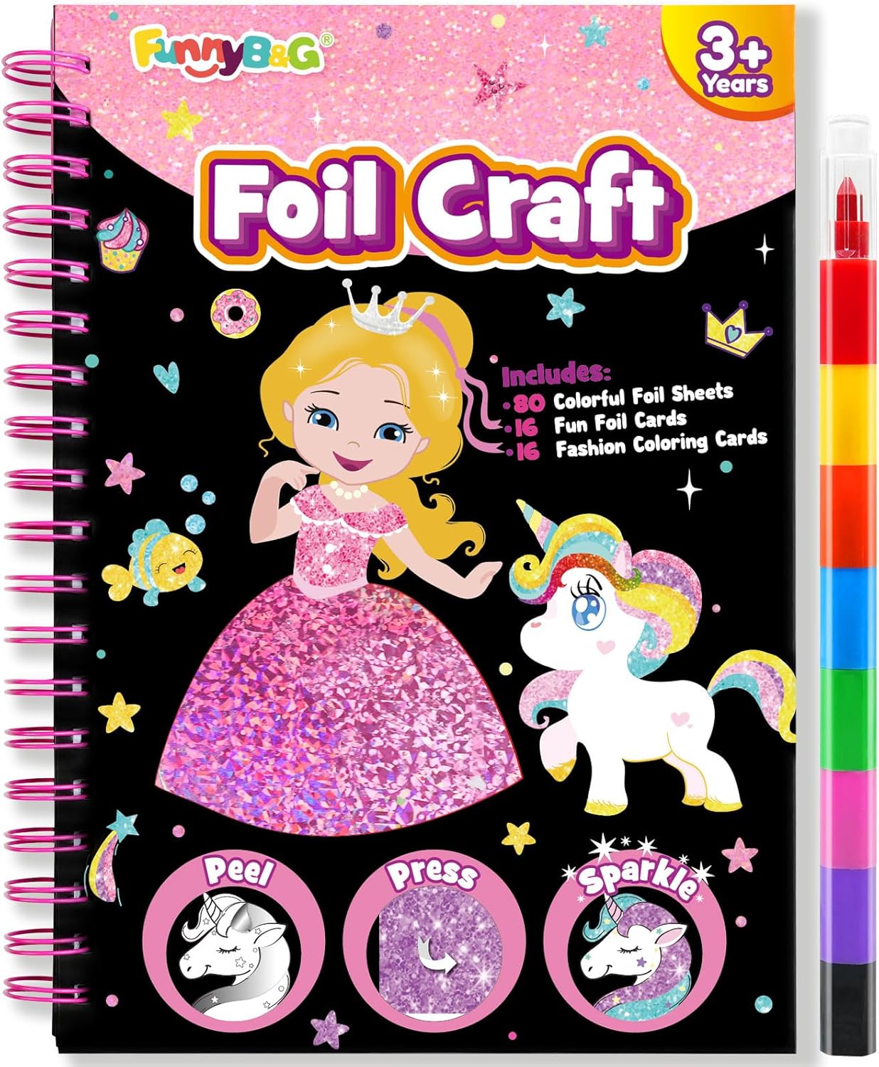 Princess Foil Art Craft Kit: Creative Travel Fun!