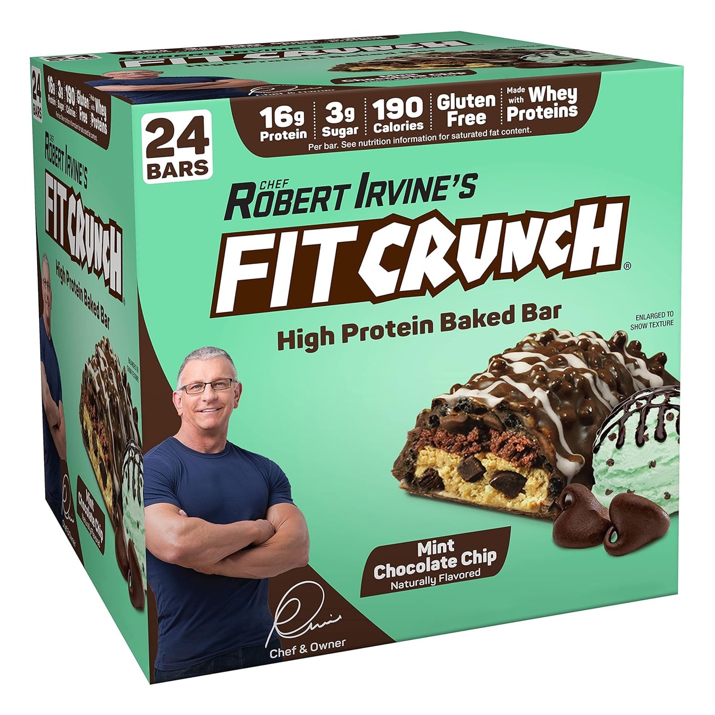 FITCRUNCH Protein Bar Value Pack - Mint Chocolate Chip Snack Size