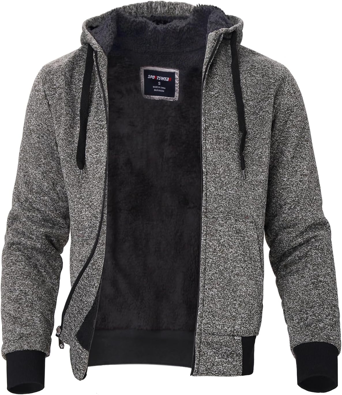 Facitisu Flannel Hoodies for Men Sherpa Lined Heavy Fleece