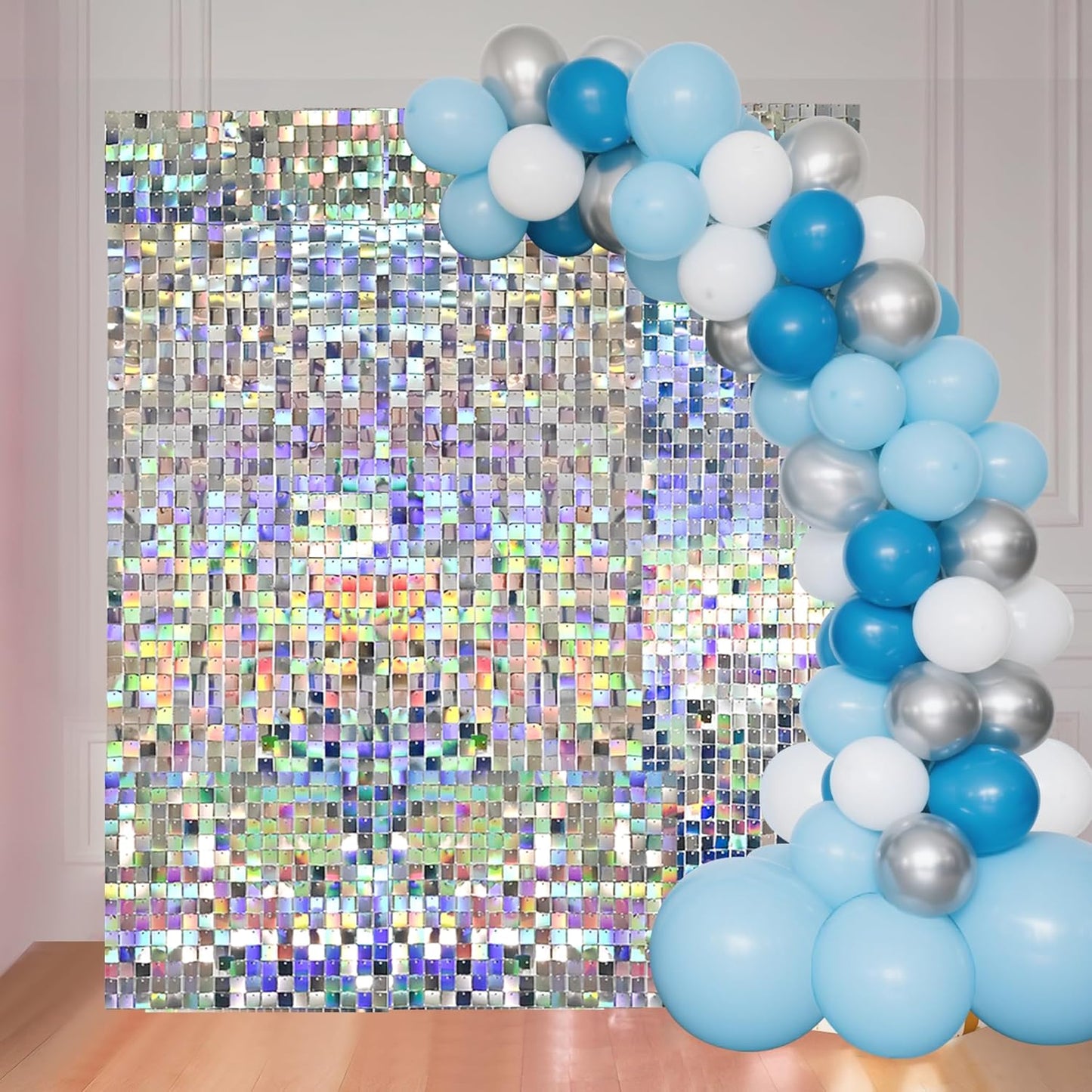 24 Pcs Iridescent Silver Shimmer Wall Backdrop for Events
