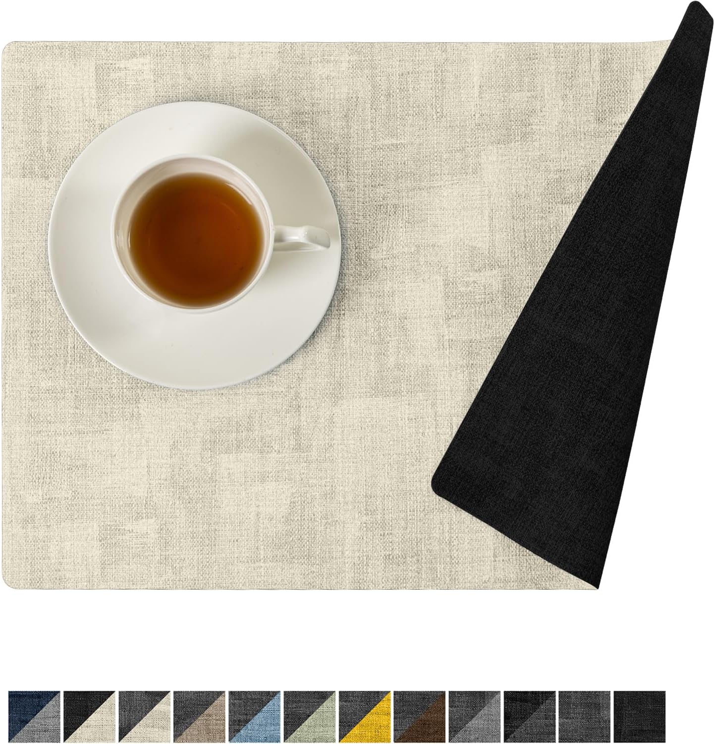 Reversible Vinyl Placemats Set of 8 - Waterproof & Heat Resistant