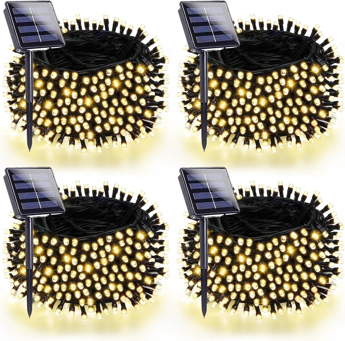 4 Pack 180FT Solar String Lights for Outside, Bright 320 LED