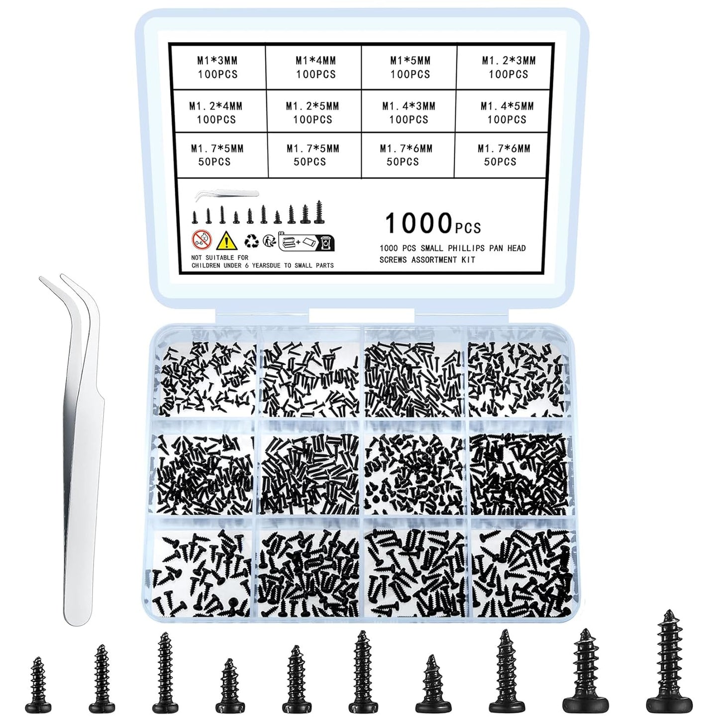 1000pcs Micro Screws Kit for Precision Repairs by wugongshan