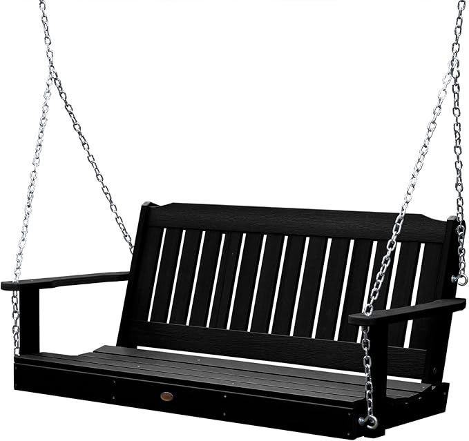 Highwood Lehigh Porch Swing 5 Feet Black - Durable and Stylish