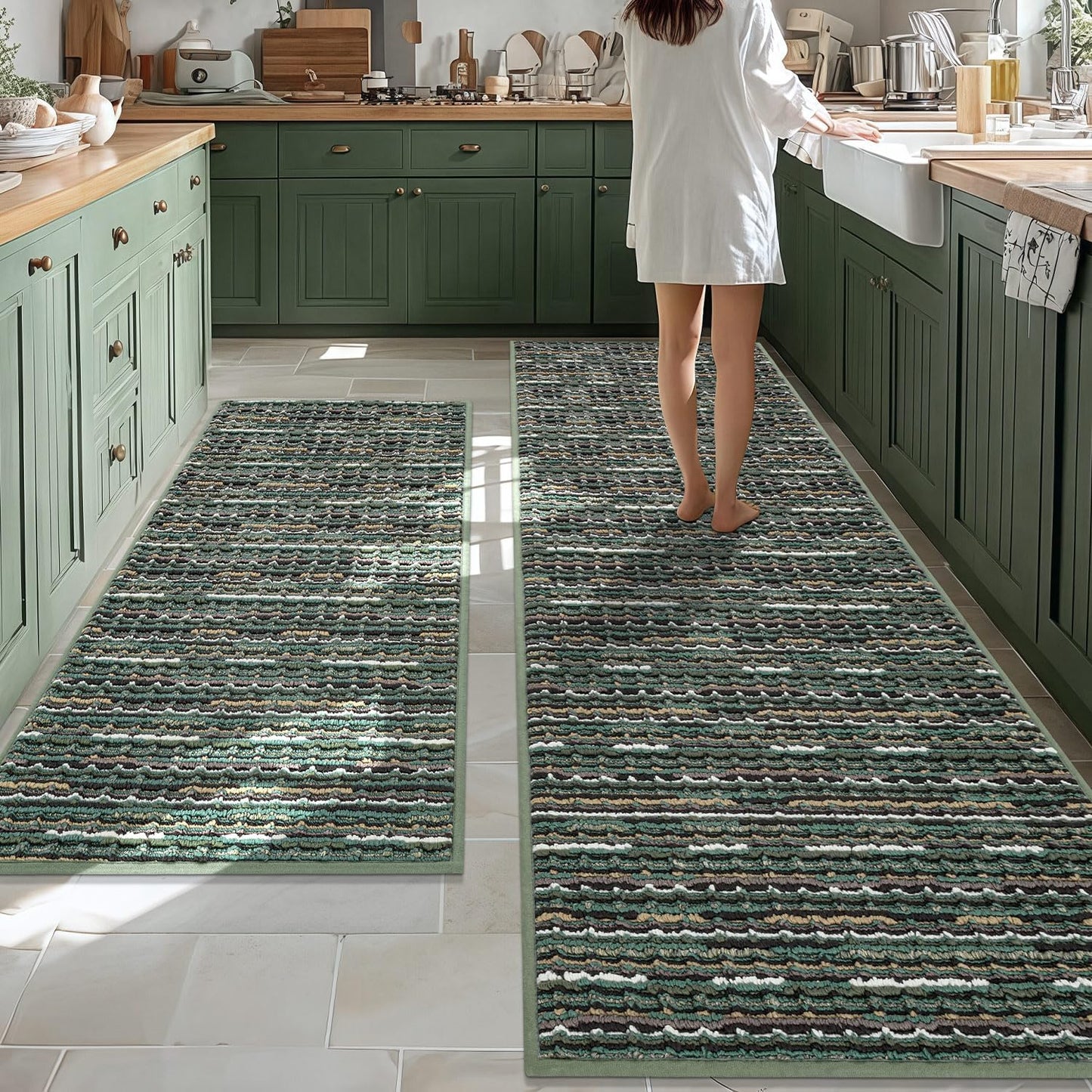 Kitchen Rugs Sets of 2 Non Slip Vintage Mats for Home Decor