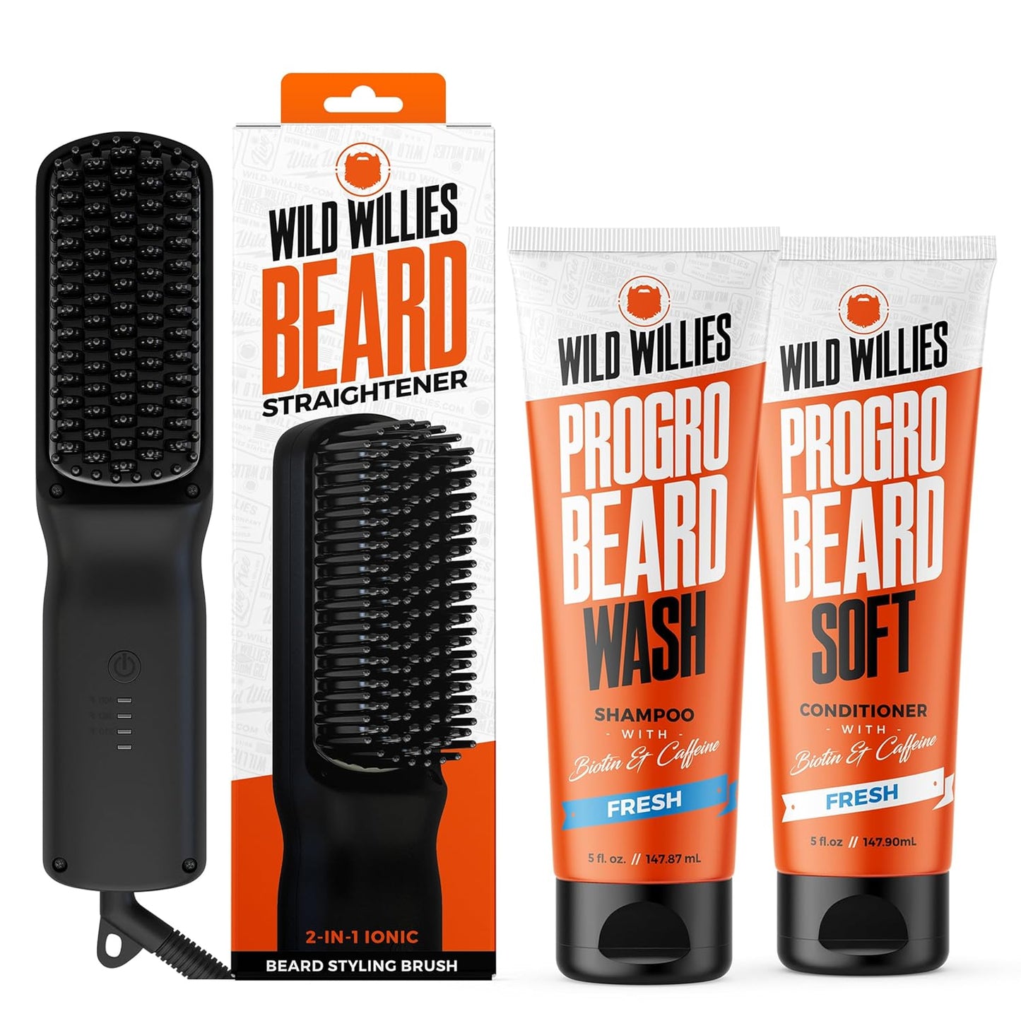 Wild Willies Beard Grooming Kit - Ionic Straightener & Wash