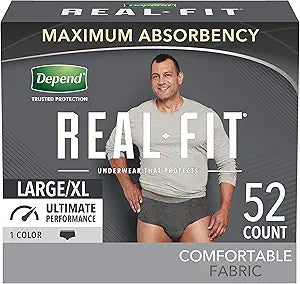 Depend Real Fit Incontinence Underwear for Men, Maximum Absorbency
