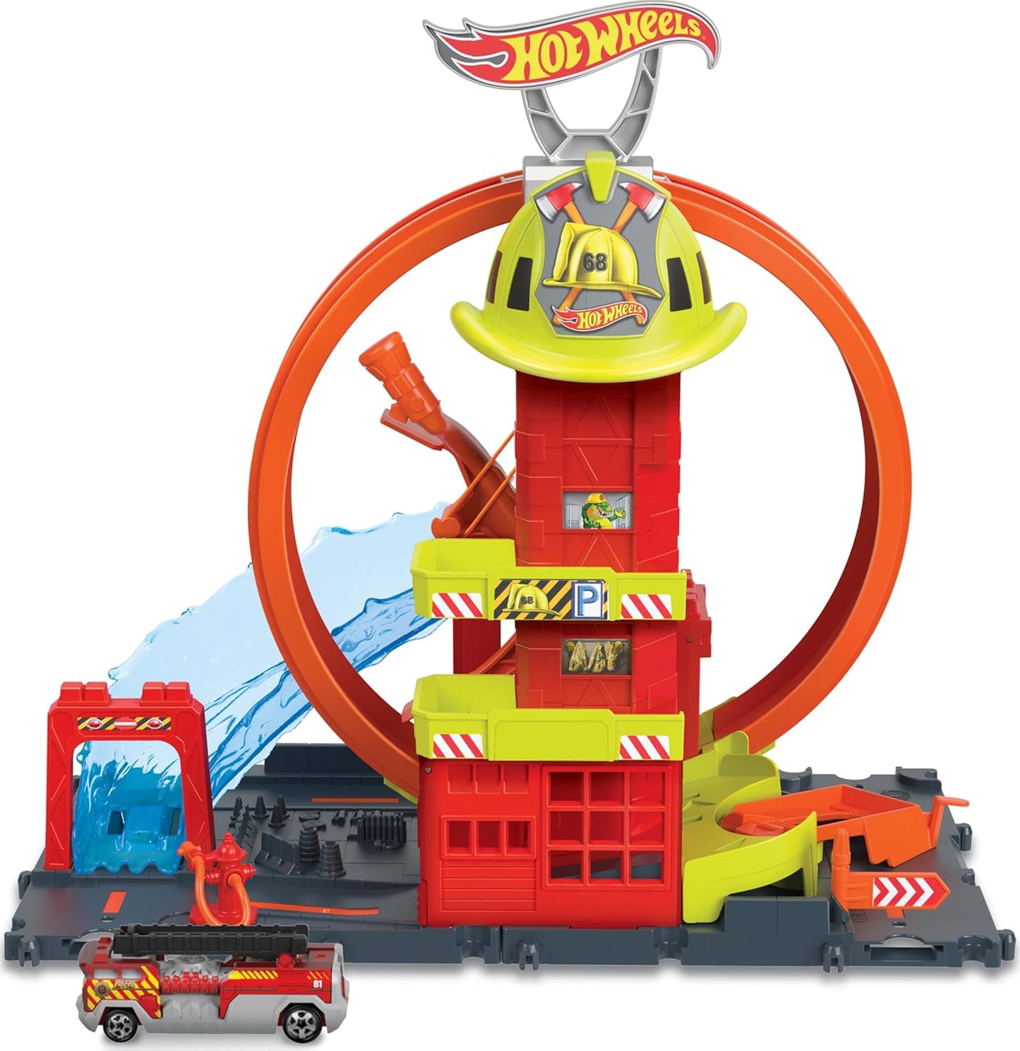 Hot Wheels City Fire Station Playset with Kid-Powered Elevator