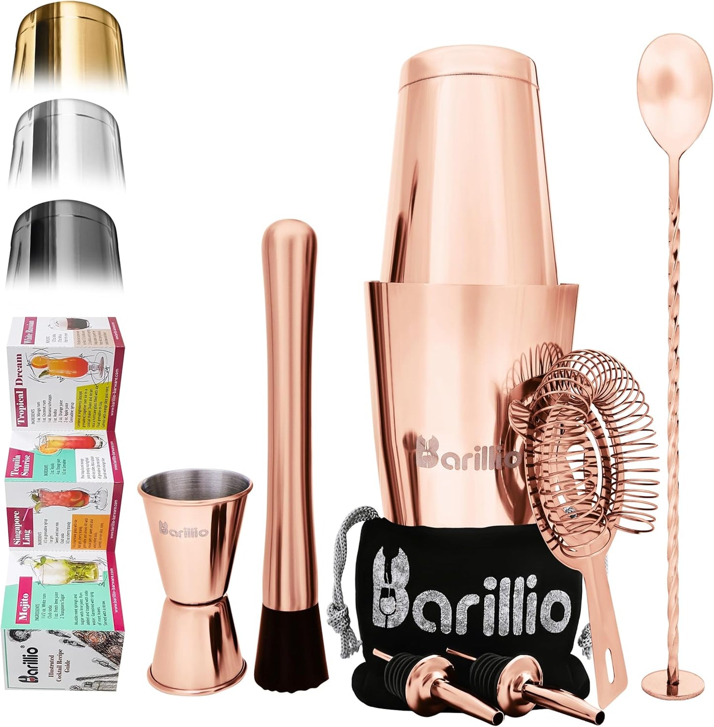 Barillio Rose Gold Boston Shaker - Mixology Martini Set