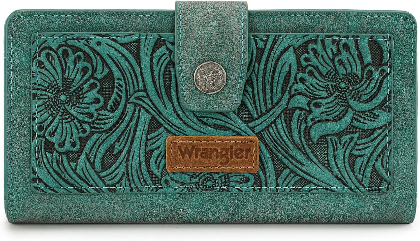Montana West Wrangler Tooling Flower Wallet for Women Bifold