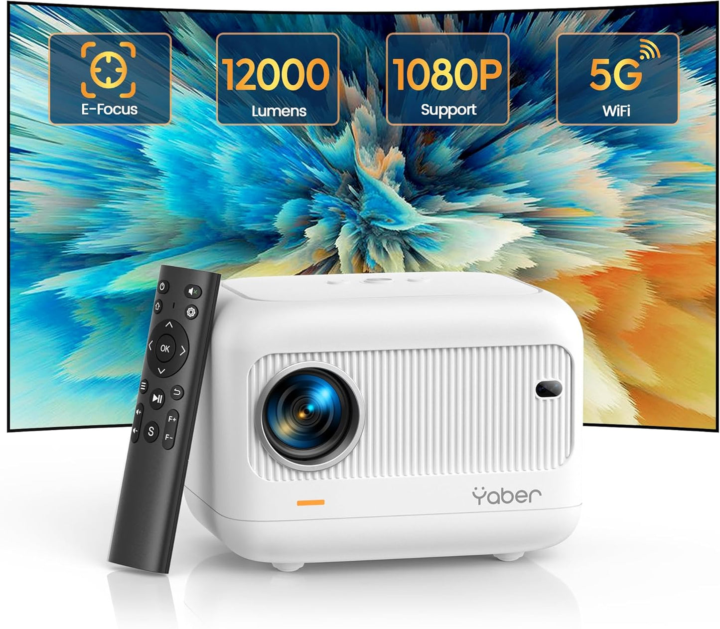 YABER Portable Mini Projector: 5G WiFi, Bluetooth 5.2, 1080P, Keystone Correction