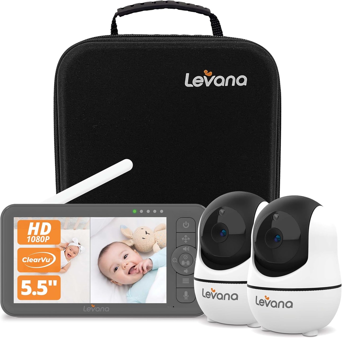Levana Nala Video Baby Monitor - Dual 1080P Cameras, No WiFi - Clear View, Long Range, Portable
