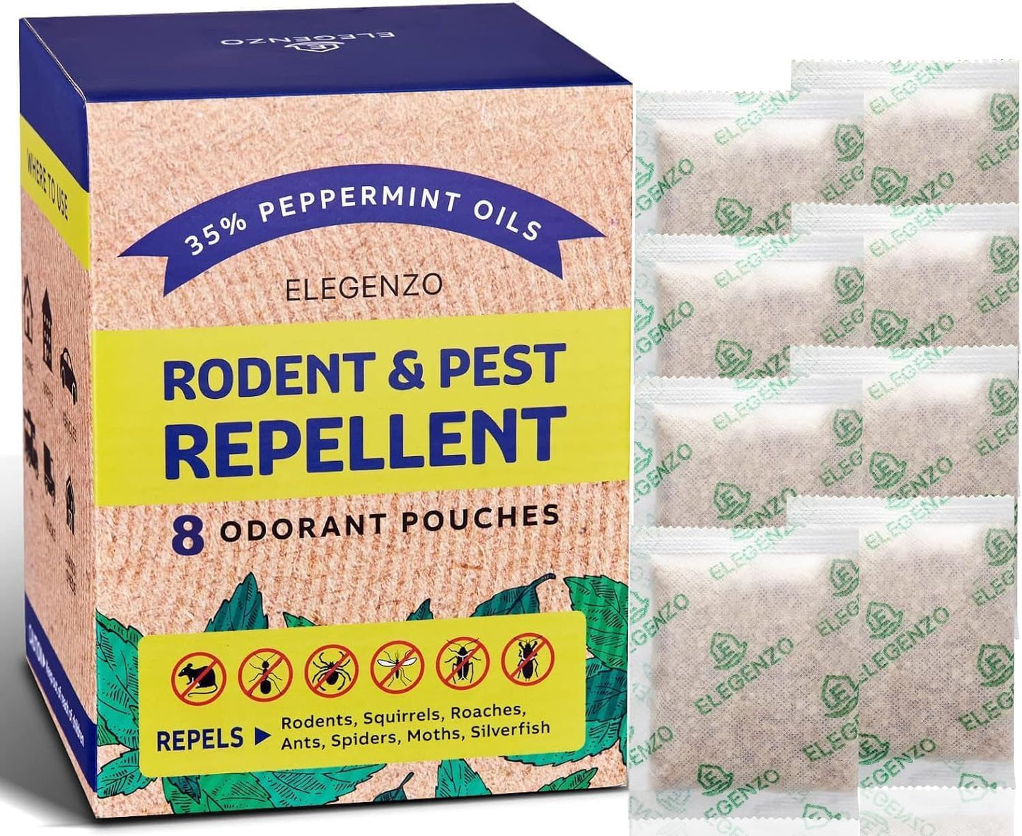 ELEGENZO Peppermint Mouse Repellent - Multi-Pest Defense