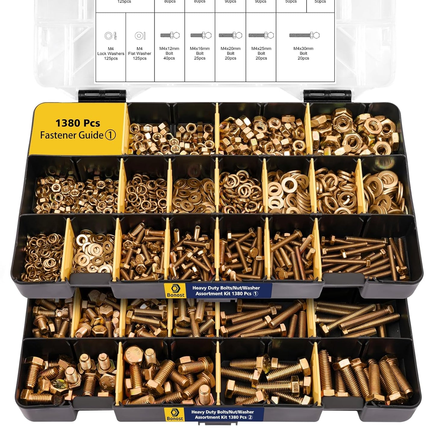 1380pcs Nuts and Bolts Assortment Kit for Heavy Duty Projects