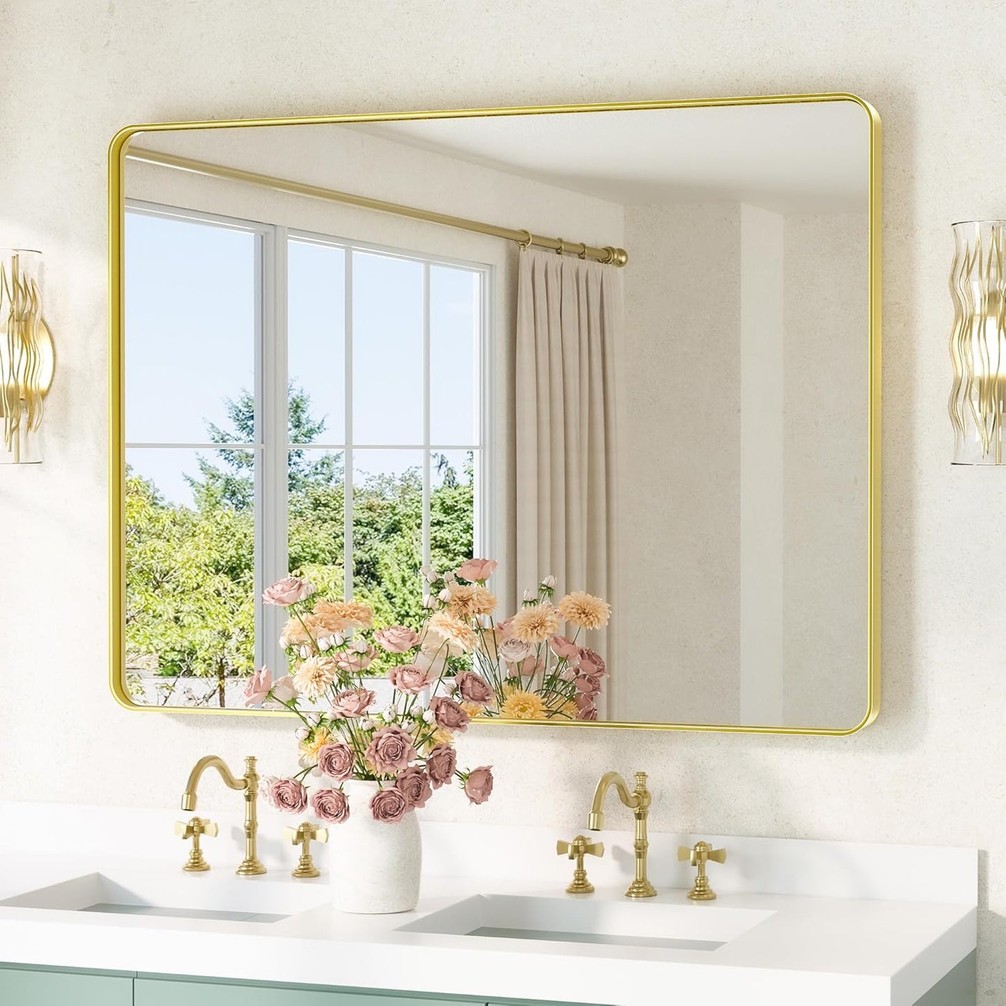TETOTE Gold Bathroom Mirror 40 x 30 Inch for Elegant Spaces