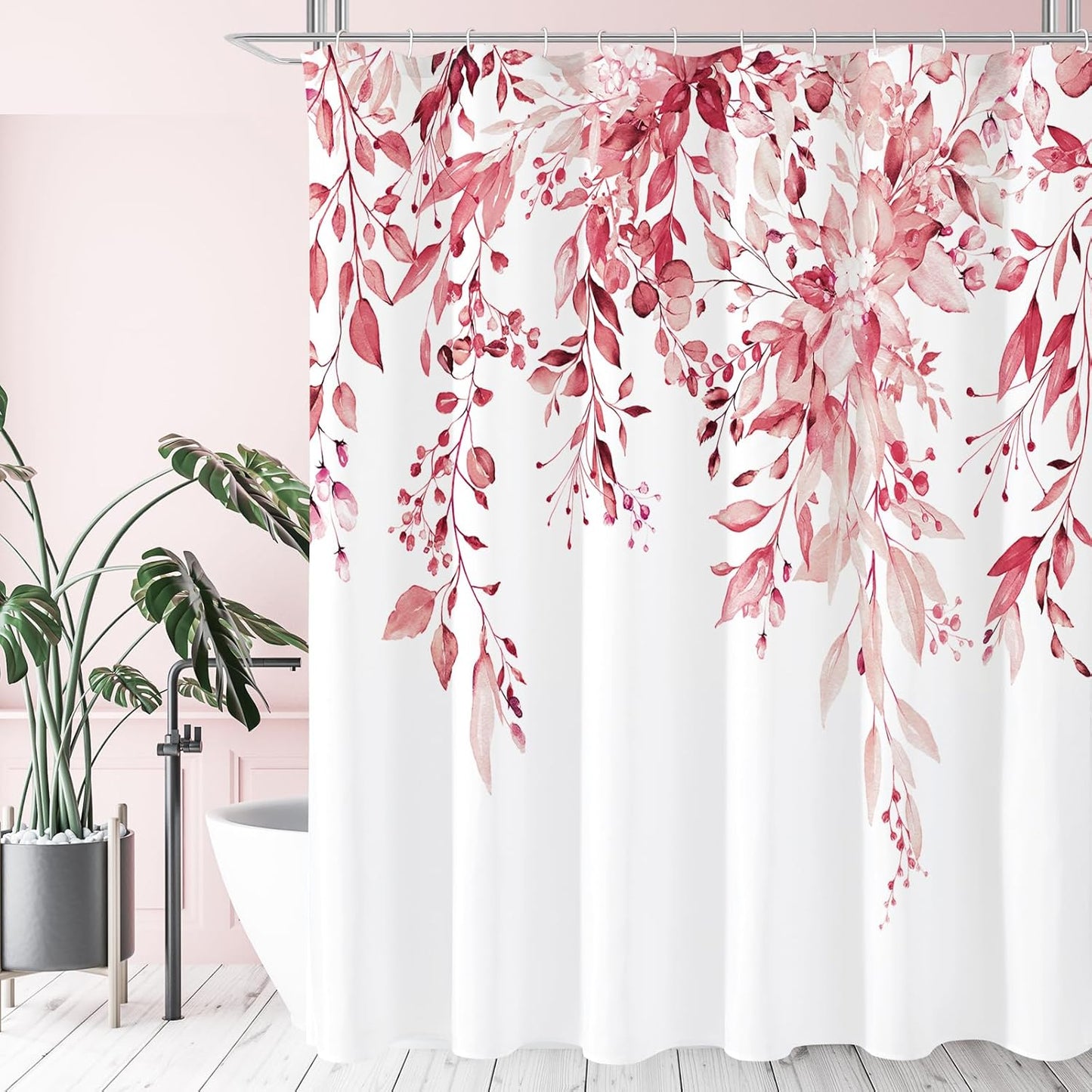 Pink Eucalyptus Shower Curtain Set - Refreshing Floral Vibes!