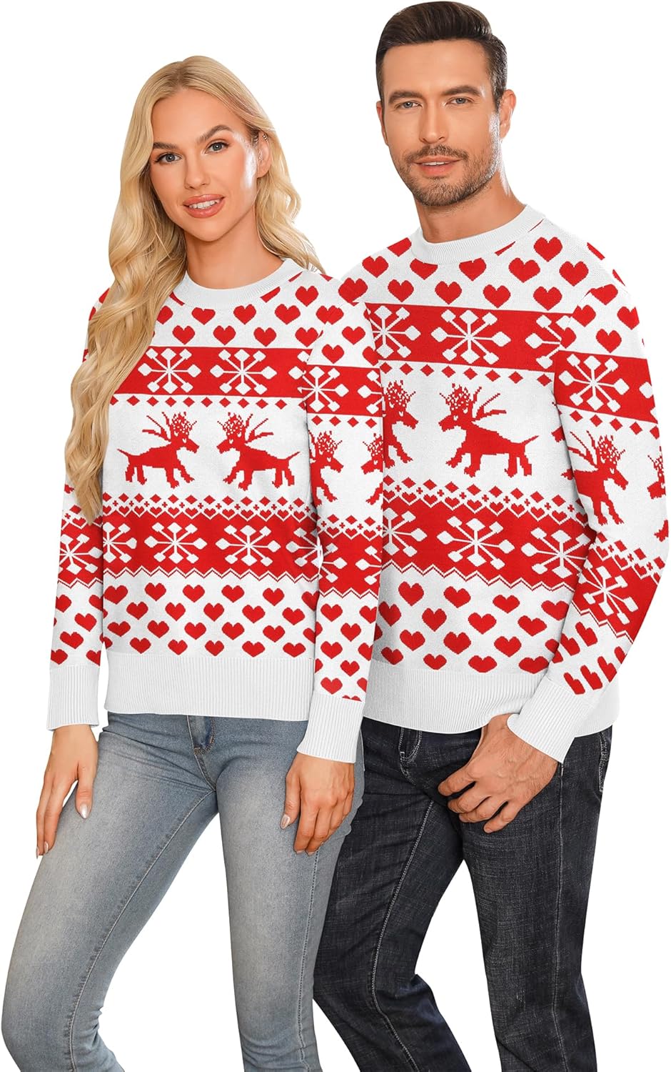 LecGee Matching Christmas Sweaters - Festive Couple Pullovers