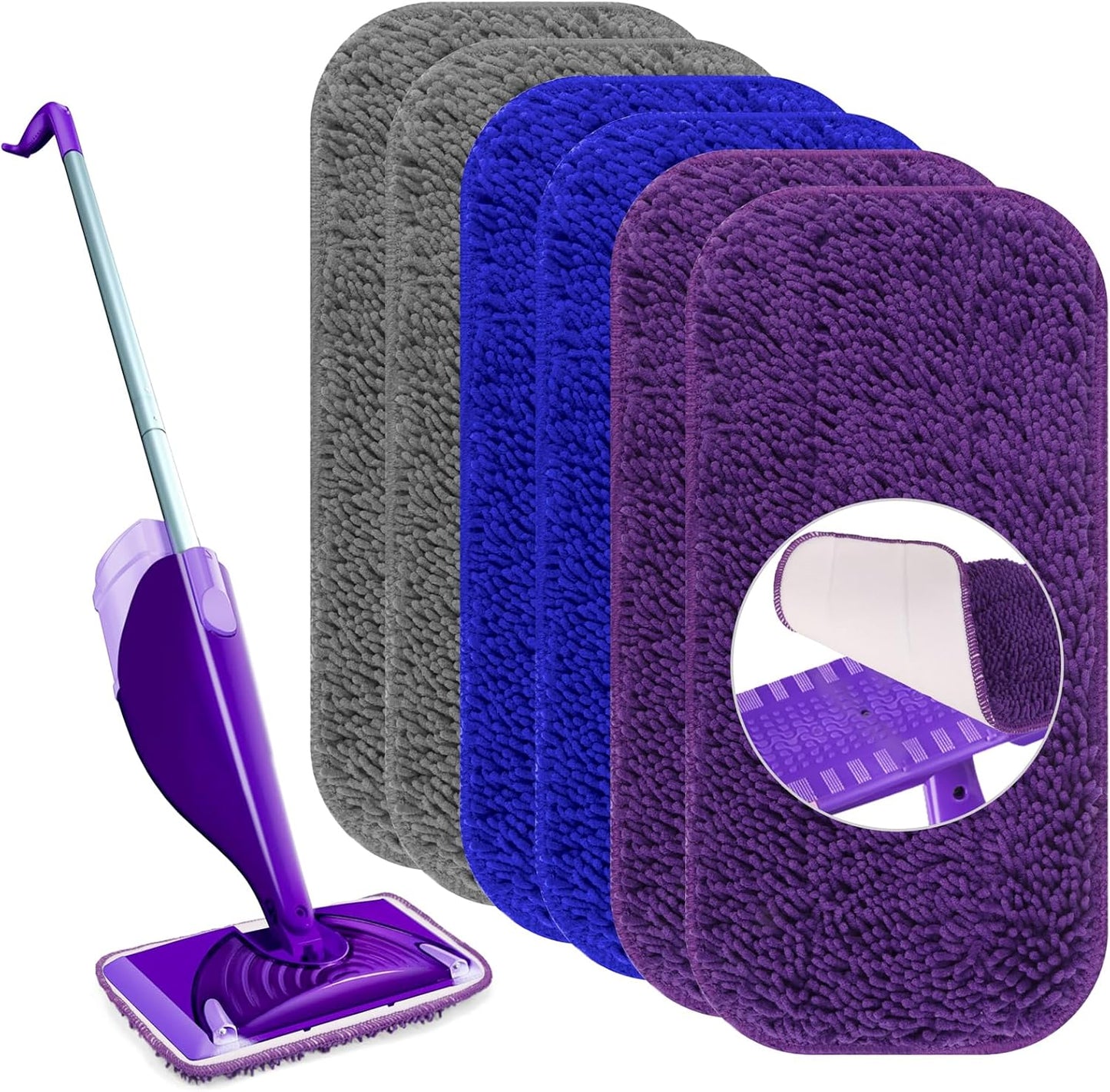 Microfiber Mop Pads 6 Pack for Swiffer Wet Jet