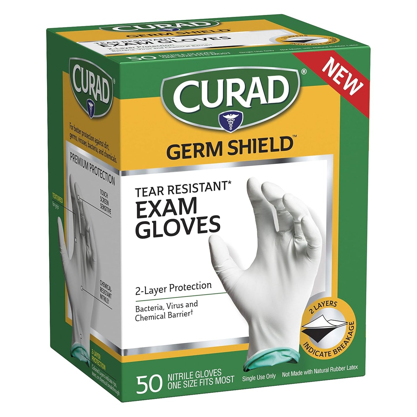 Medline Shield Nitrile Exam Gloves, Tear-Resistant, Multi-Use (50 Count)