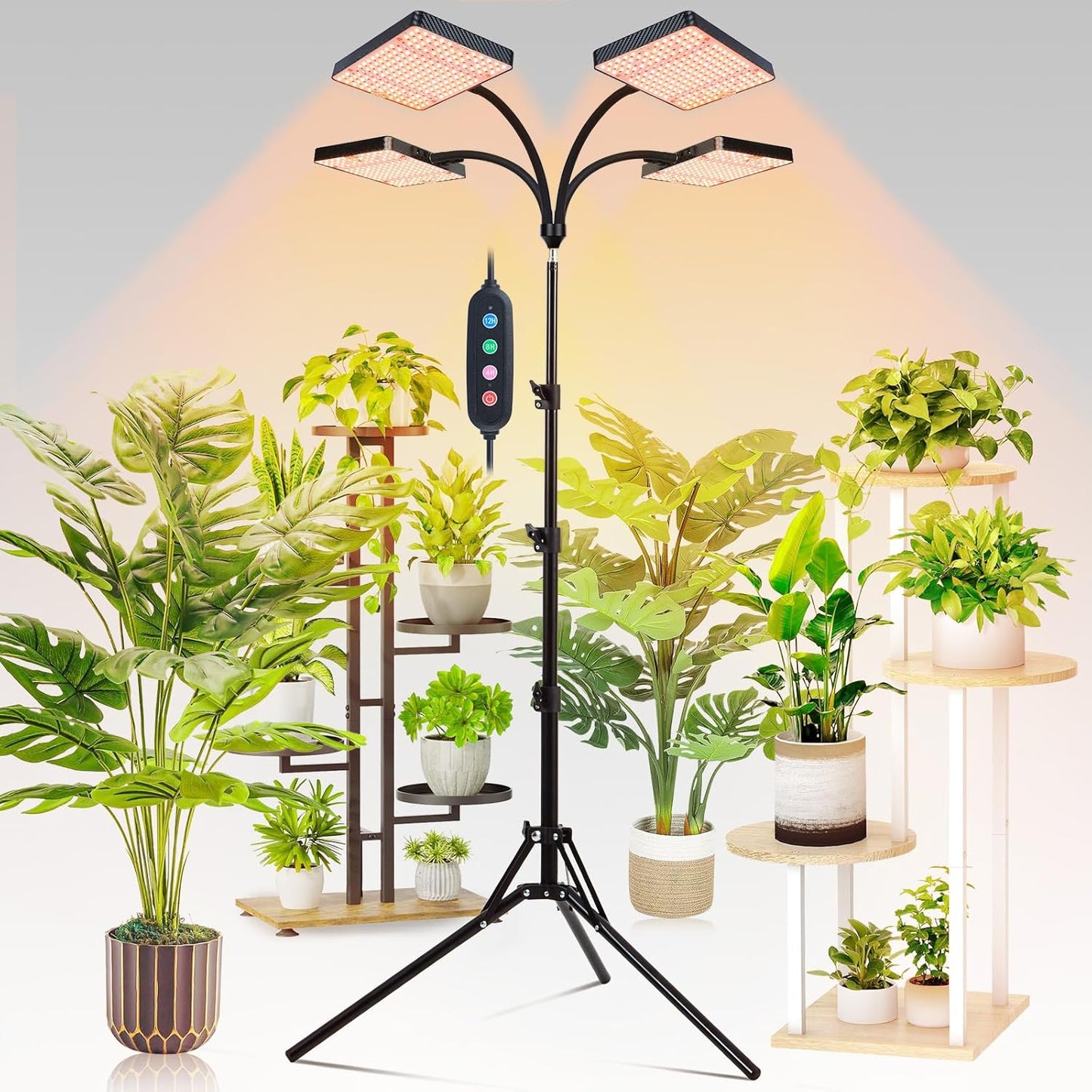 4-Head Grow Light with Stand 100W for Indoor Plants
