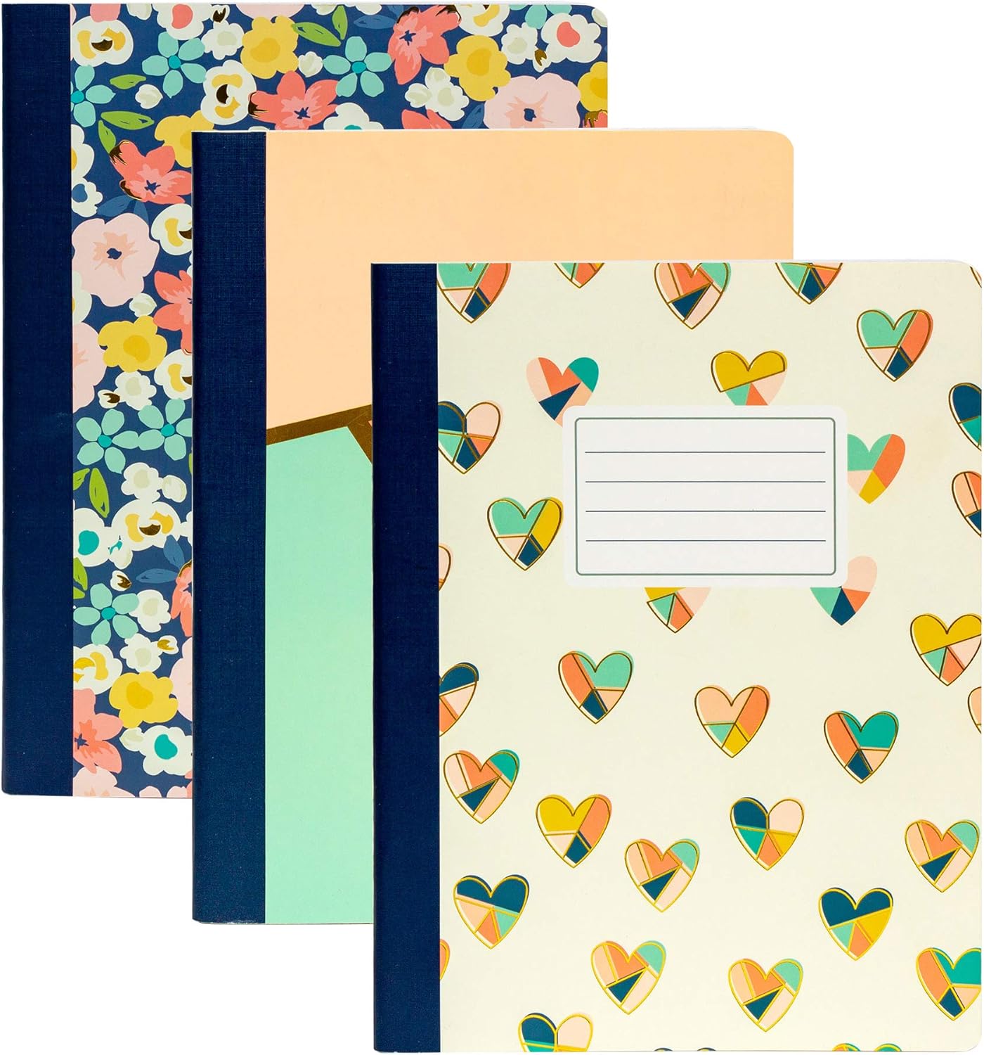3-Pack Floral Love Journals - College Ruled 140 Pages
