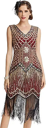 Stunning 1920s Flapper Dress with Beads and Fringes for Parties