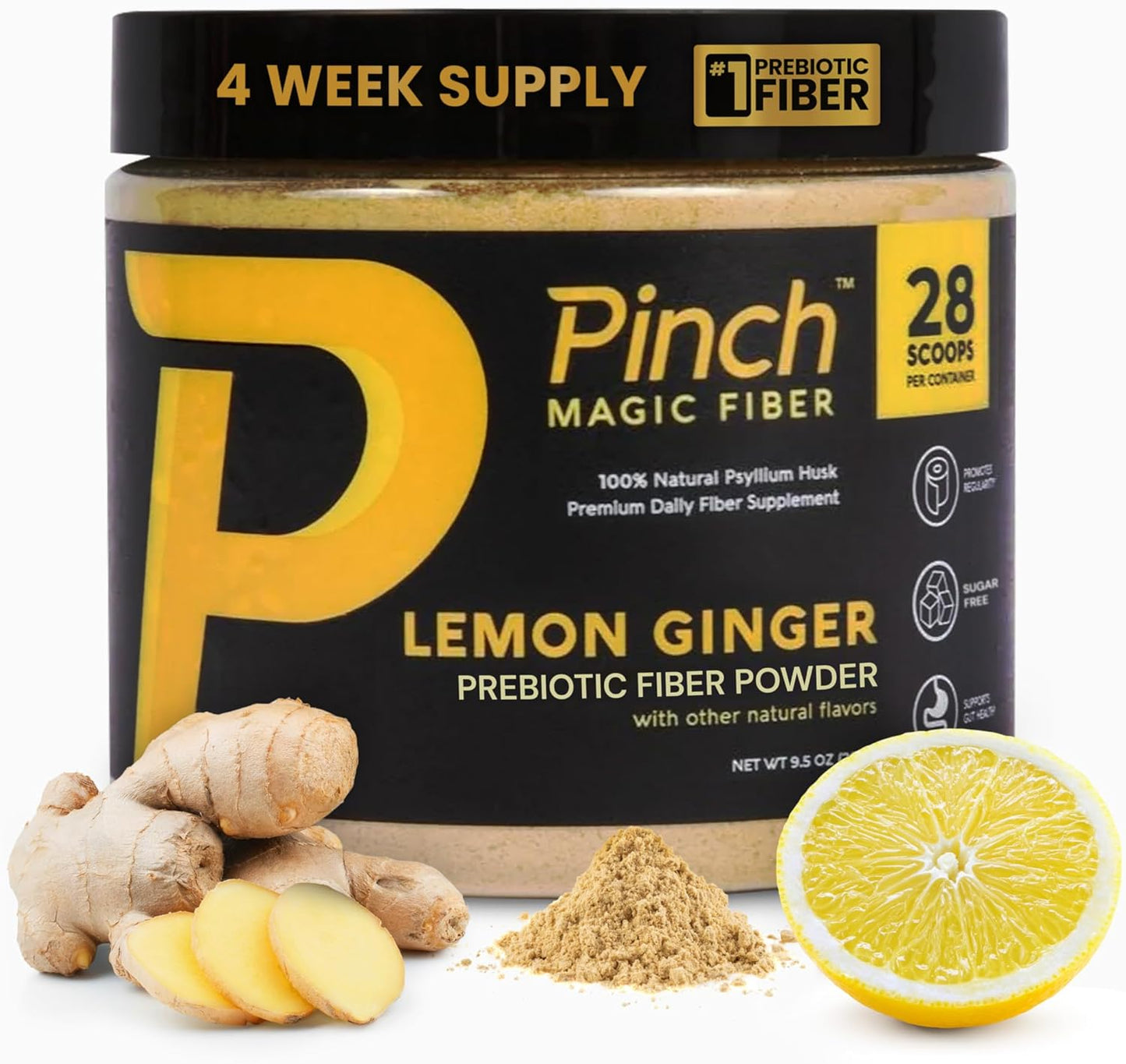 Pinch Magic Sugar Free Fiber Powder with Lemon Ginger Flavor