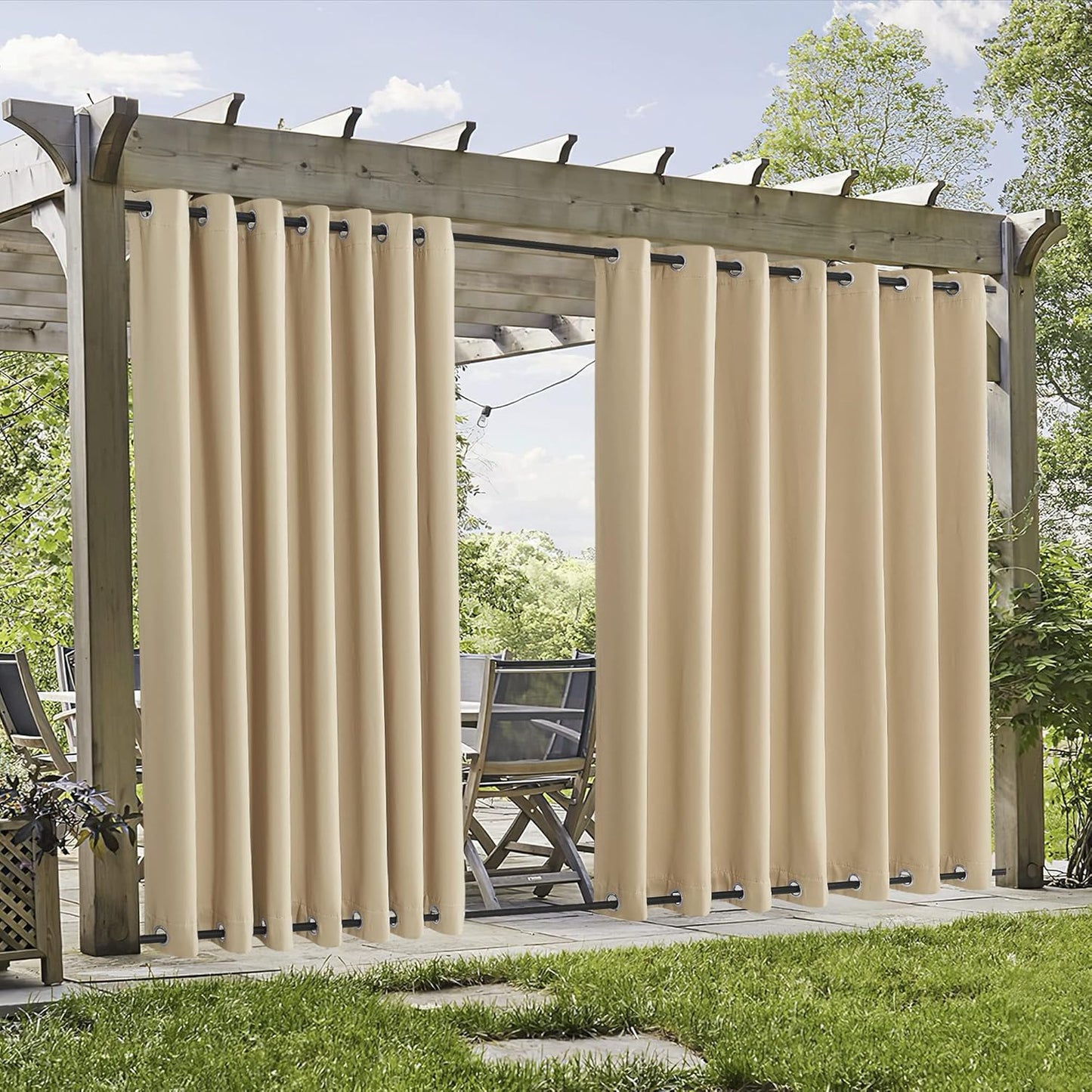 RYB HOME Extra Wide Blackout Outdoor Curtains for Privacy Shades