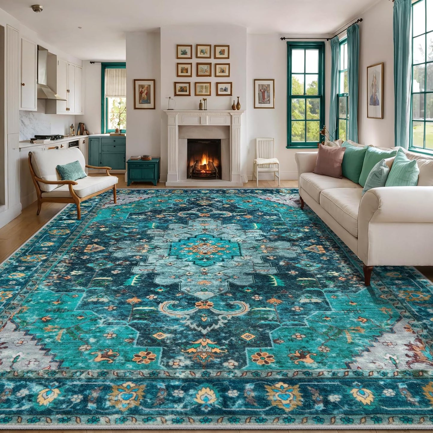 Ciicool 9x12ft Vintage Washable Area Rug for Home Decor