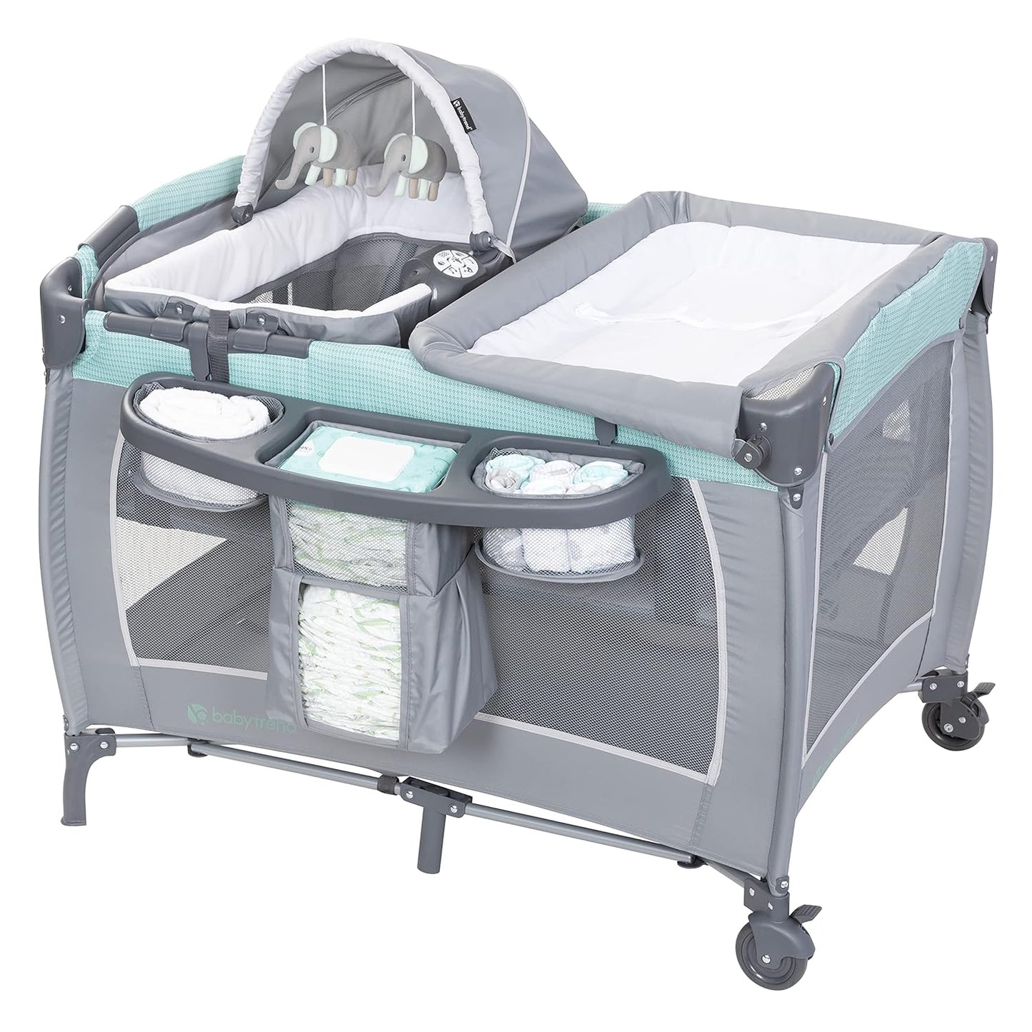 Baby Trend Lil' Snooze Deluxe III: Cozy Mint Bassinet & Playard