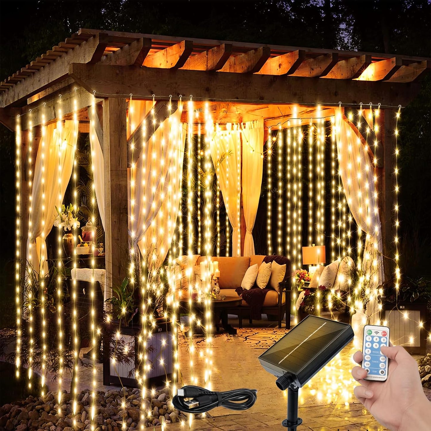 XZAI Solar Curtain Lights - Stunning Waterfall Effect!