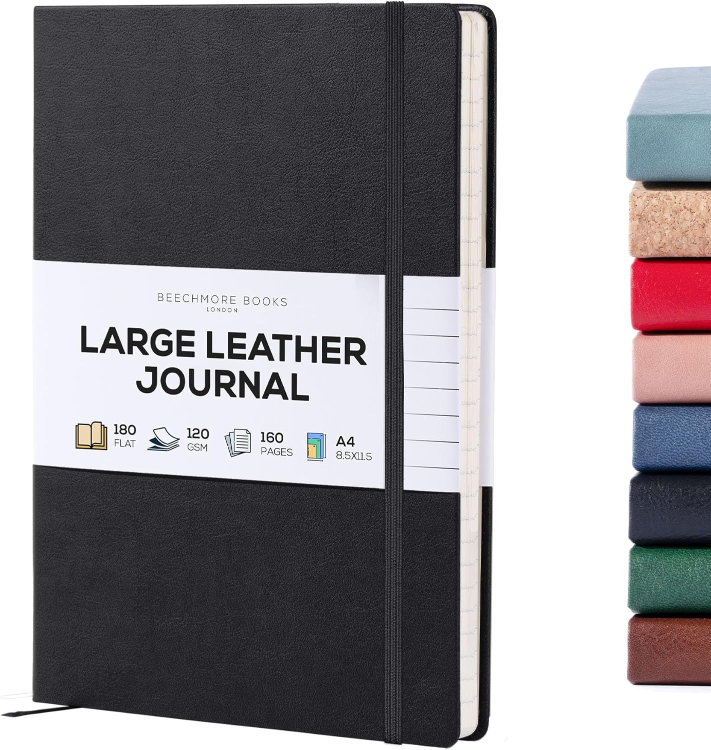 BEECHMORE BOOKS A4 Hardcover Journal - 160 Lined Pages, Thick Paper, Elegant Gift