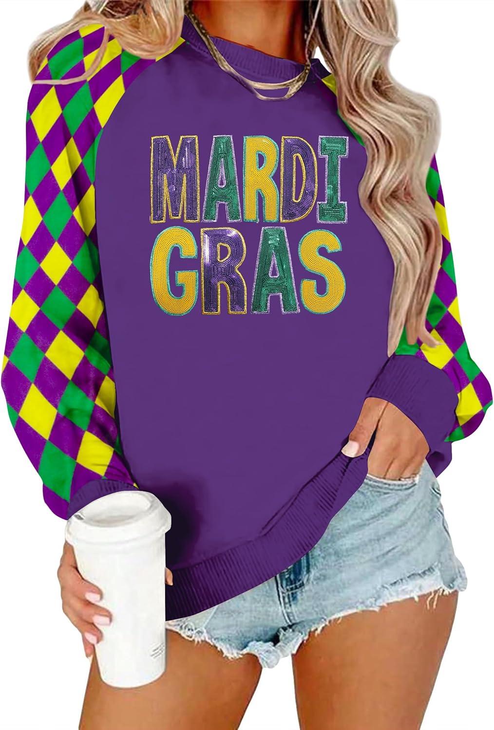 Sparkle in Style: Mardi Gras Sequin Raglan