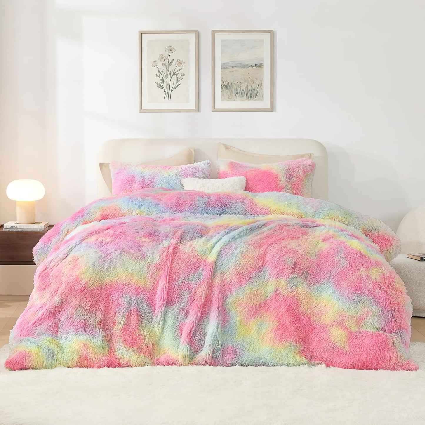Litanika Tie-Dyed Rainbow Fluffy Comforter King Size Set