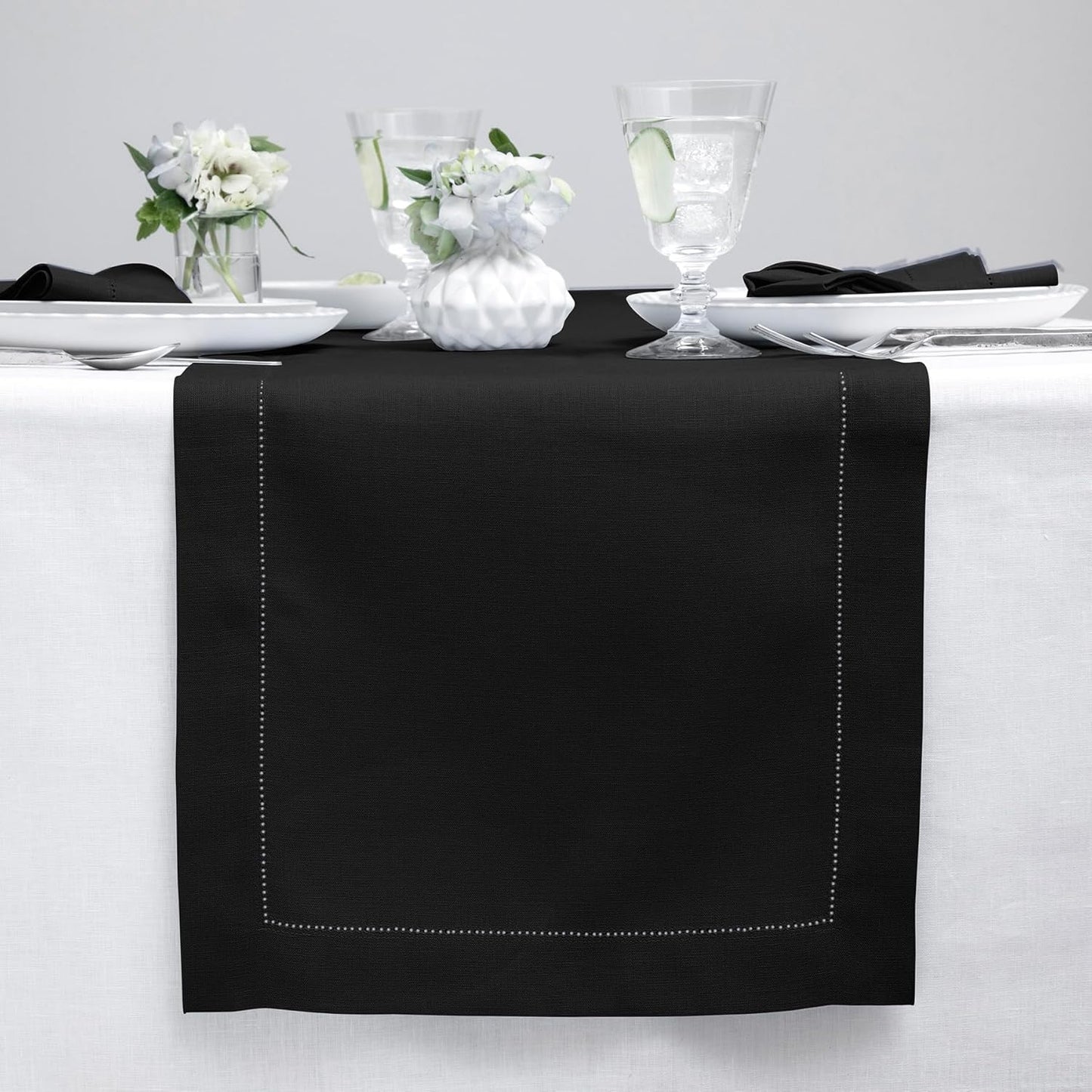 Elegant Black Table Runner for Dining and Holiday Occasions