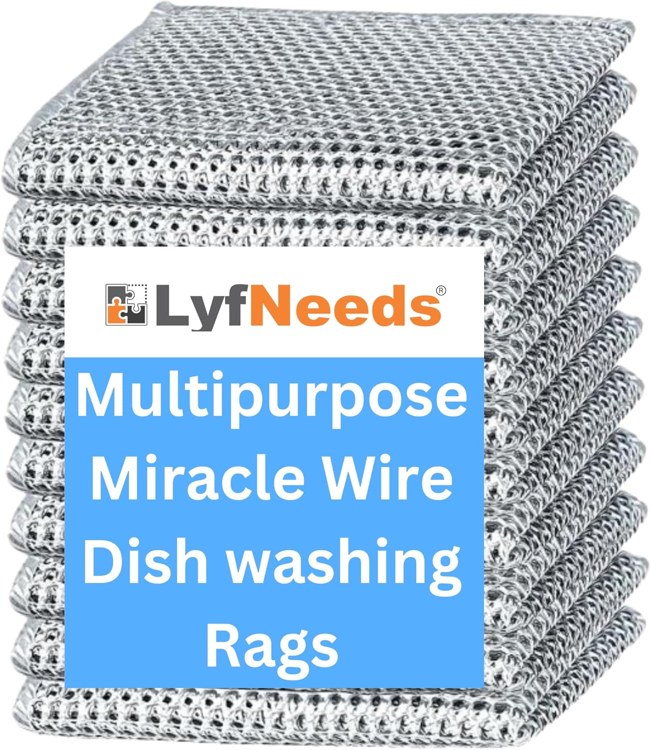 8 Pcs Reusable Non-Scratch Wire Dishcloth Set - Wet & Dry Cleaning for Kitchen