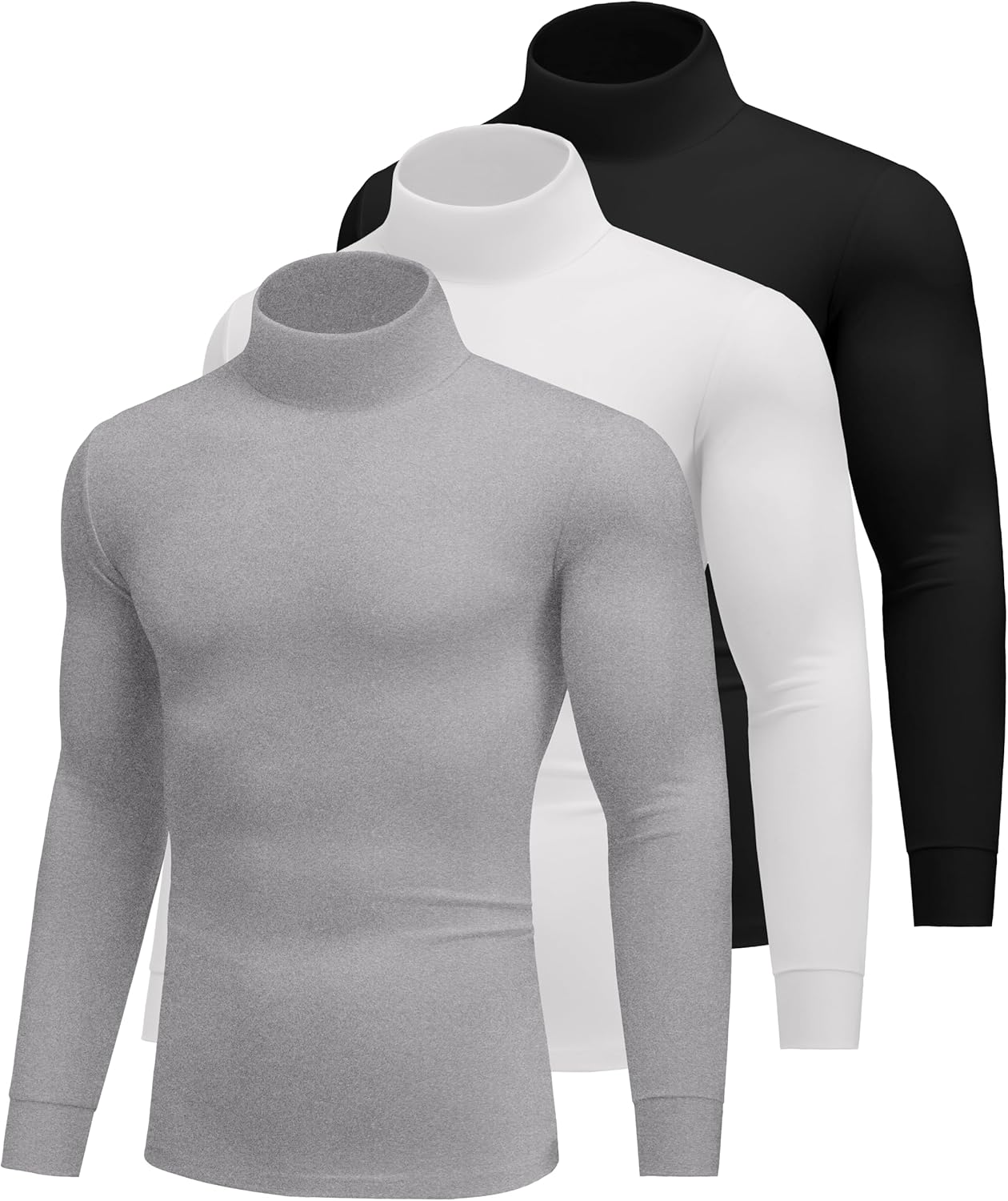 Ekouaer Long Sleeve Turtleneck Shirts for Men - 3 Pack Set