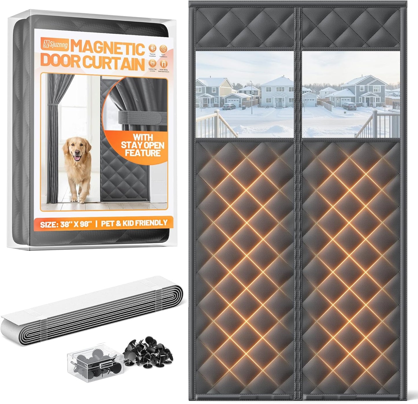 Magnetic Insulated Door Curtain for 36x96 Doors - Black