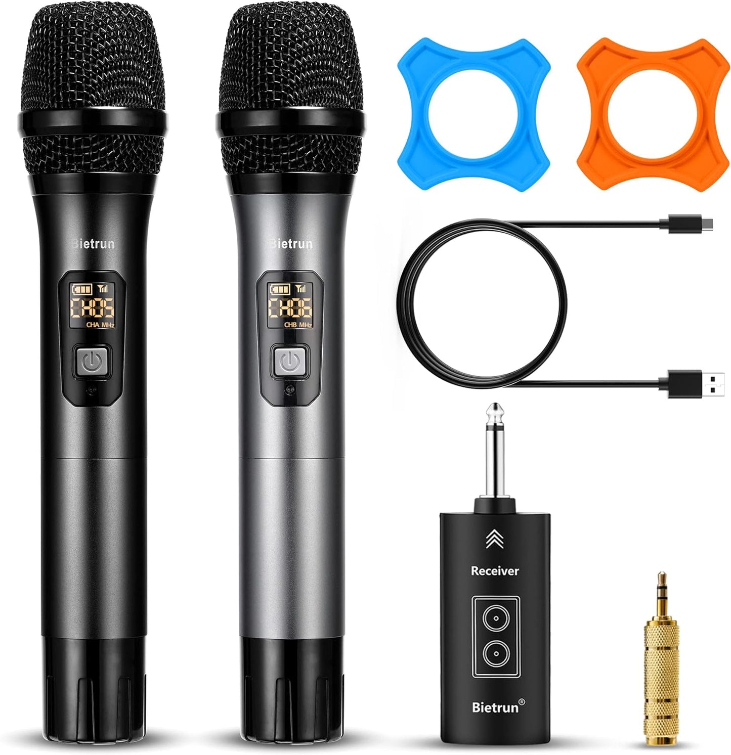 Bietrun Wireless Dual Handheld Mic Set - 160 ft Range for Karaoke & Singing