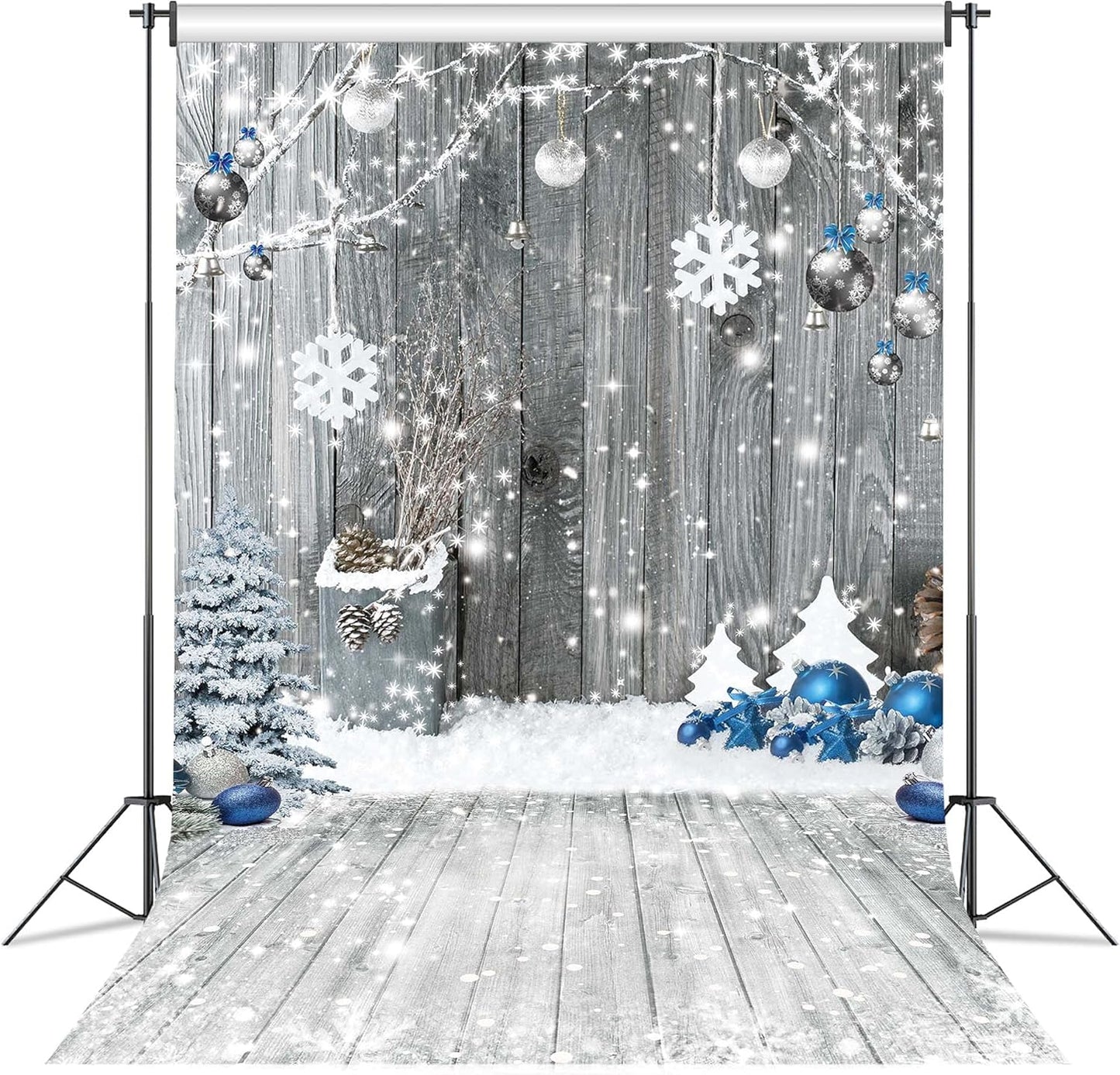 8x10ft Polyester Fabric Christmas Backdrop for Winter Photos