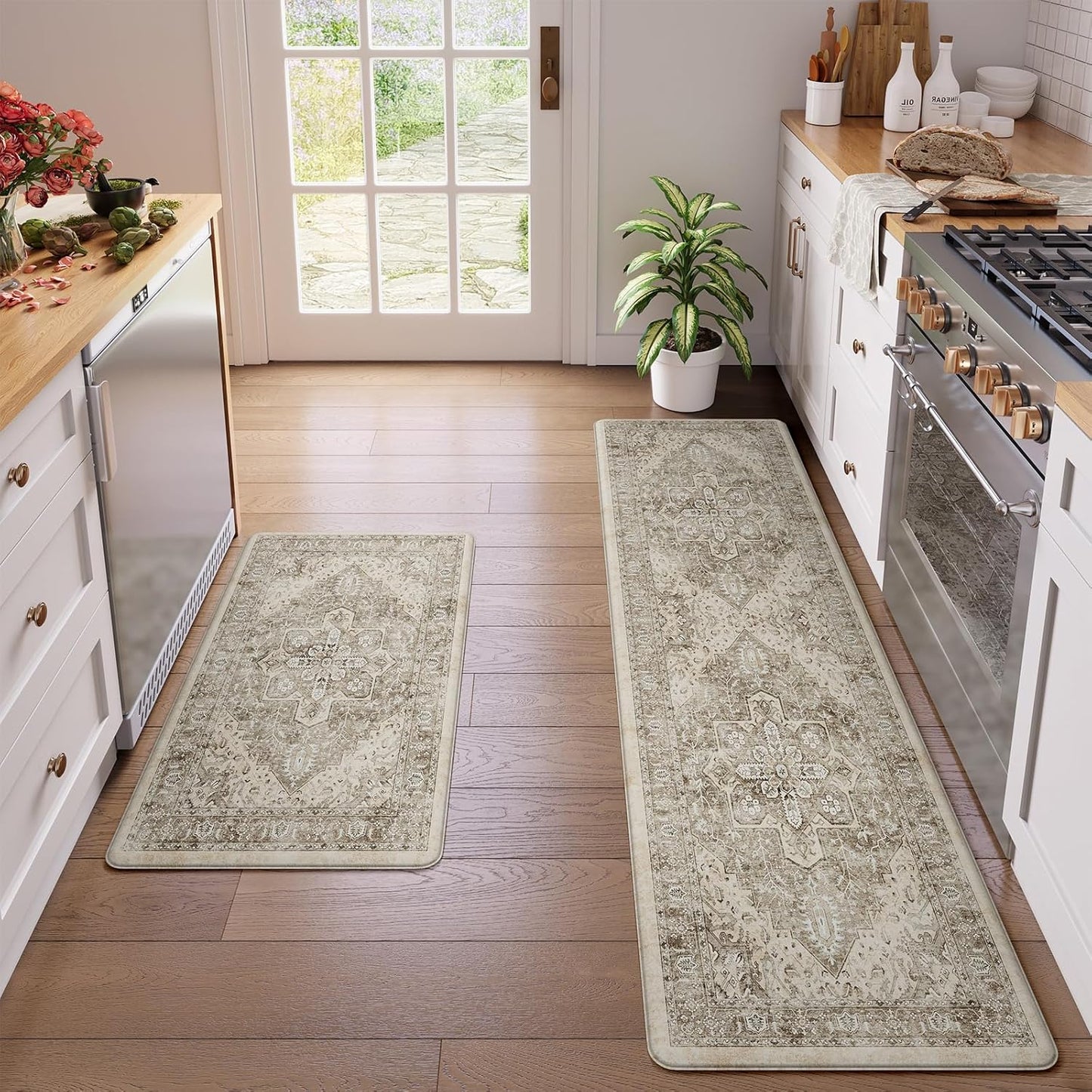 KIMODE Anti Fatigue Kitchen Mats Set of 2 for Comfort & Style