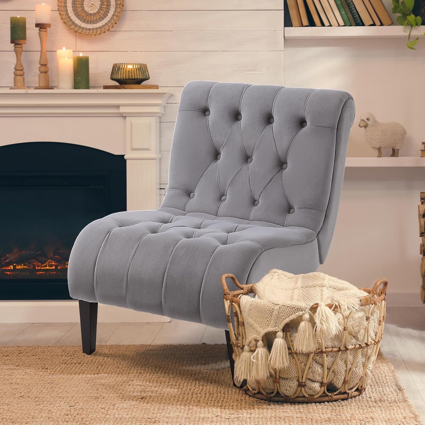 Plush Armless Accent Chair for Cozy Lounging