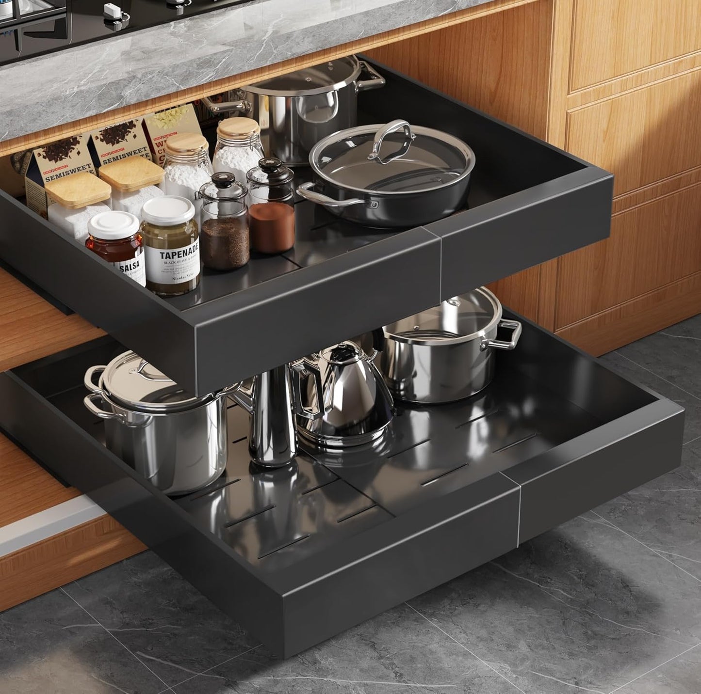 Expandable Pull Out Cabinet Organizer for Framed Cabinets