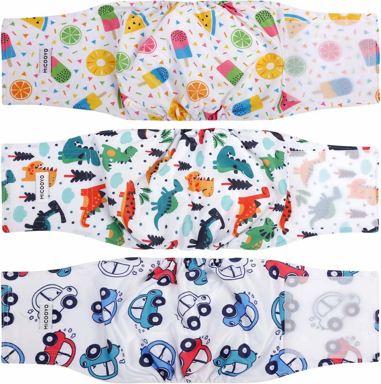 MICOOYO 3 Pack Male Dog Diapers - Washable & Reusable for Puppy