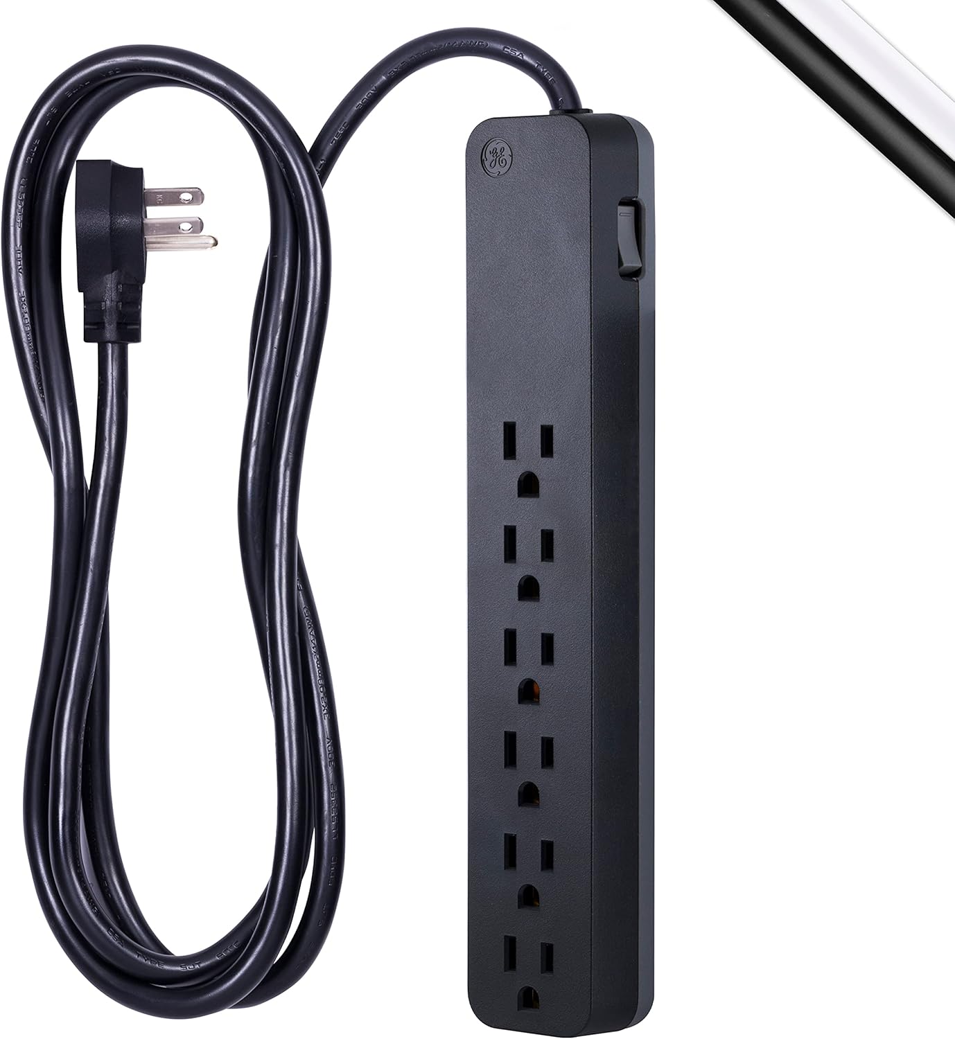 GE 6-Outlet Surge Protector: 6 Ft Extension Cord for Trusted Power