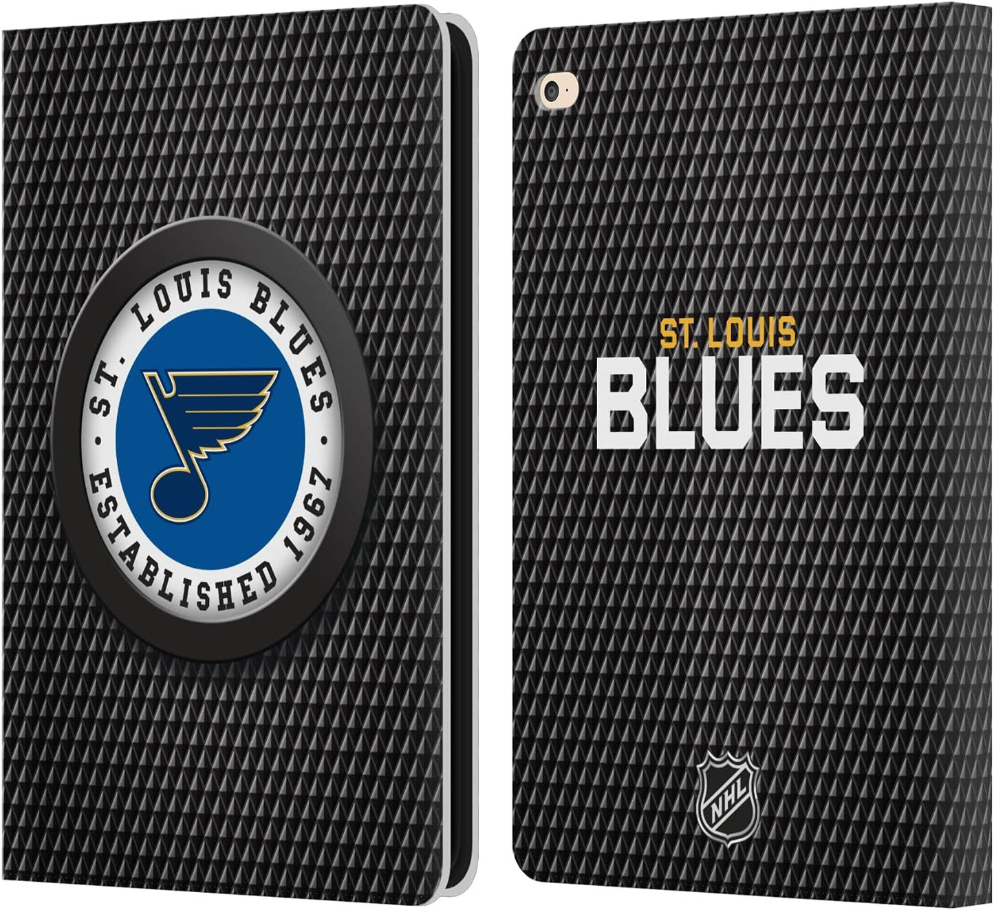 NHL Puck Texture St Louis Blues Leather Wallet Case for iPad Air 2