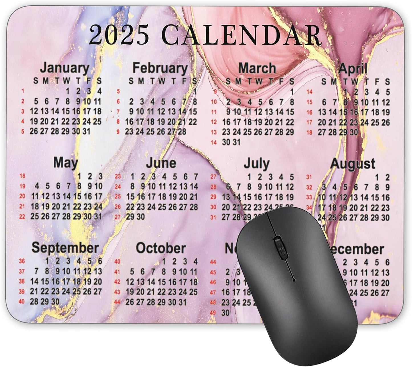 2025 Pink Marble Gaming Mouse Pad - Quality Rubber, Personalized Desk Pad