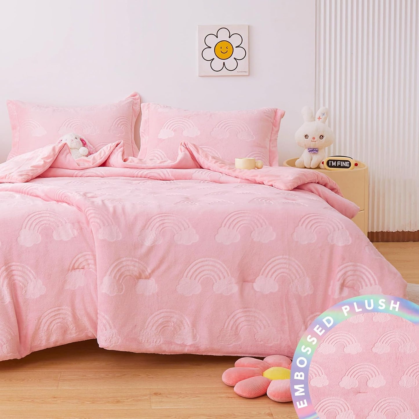 Mooreeke Twin Kids Comforter Bed Set for Cozy Rainbow Dreams